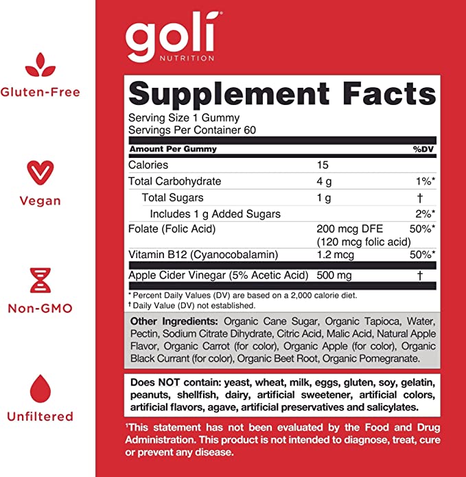 Goli 2 Pack BUNDLE Superfruits & Apple Cider Vinegar Gummy Mixed Berries 60 Gummies