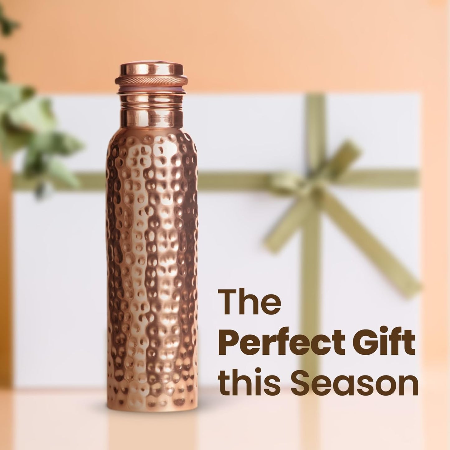 OTIEM Pure Copper Water Bottle Hammered Finish, 34 oz