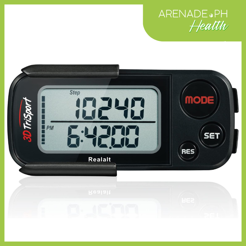 Realalt 3DTriSport Walking 3D Pedometer with Clip and Strap, Free eBook, 30 Days Memory & Accurate Step Counter 1 Count
