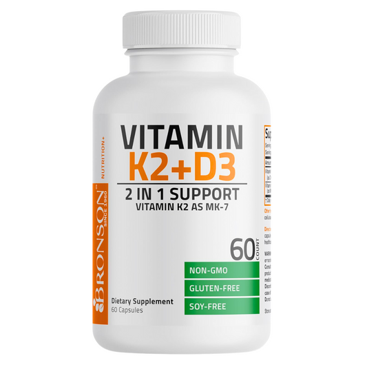 Bronson Vitamin K2 + D3 2 in 1 Support Supplement 60 Capsules