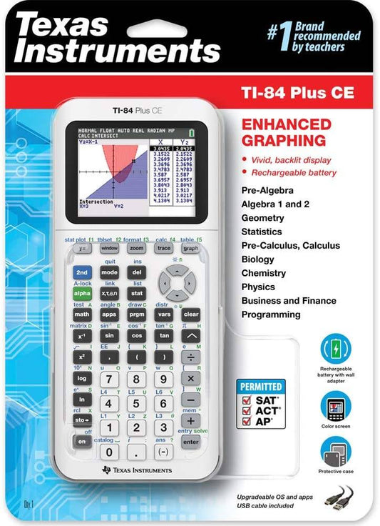 Texas Instruments TI-84 Plus CE Color Graphing Calculator, Bright White