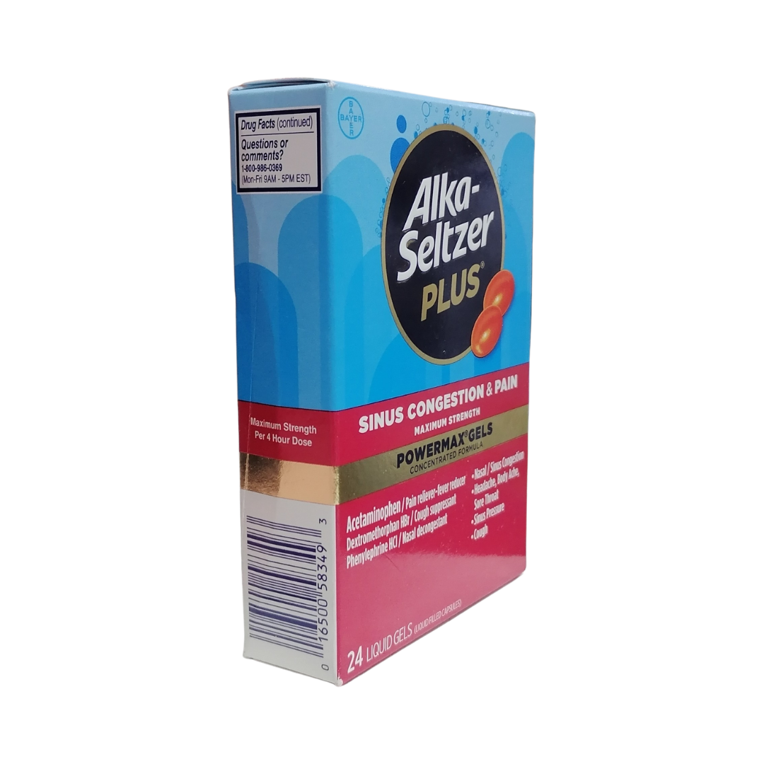 Alka-Seltzer Plus Maximum Strength Sinus Congestion Powermax Gels, 24 Liquid Gels