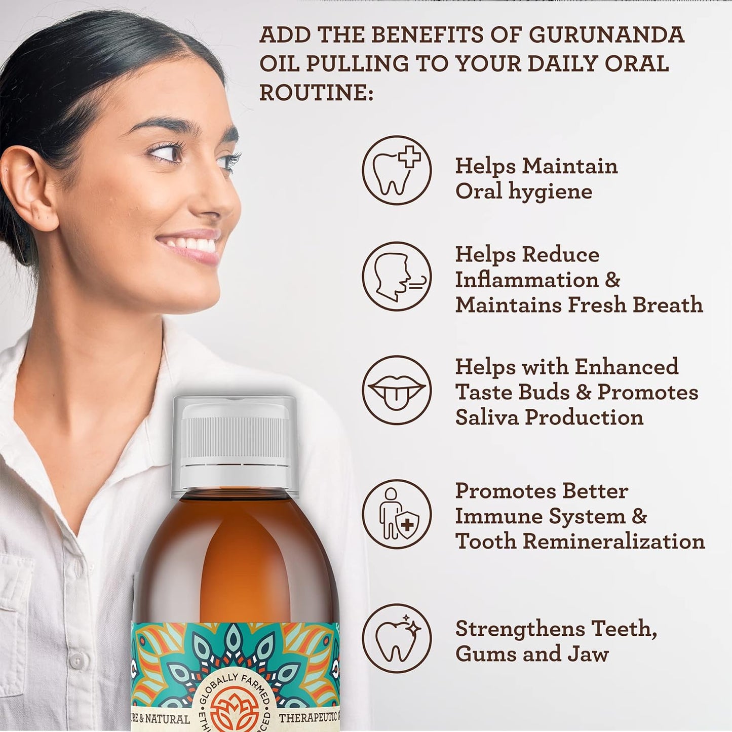 GuruNanda Pulling Oil Original Formula White Teeth And Clear Skin 8.45 Fl oz / 250mL