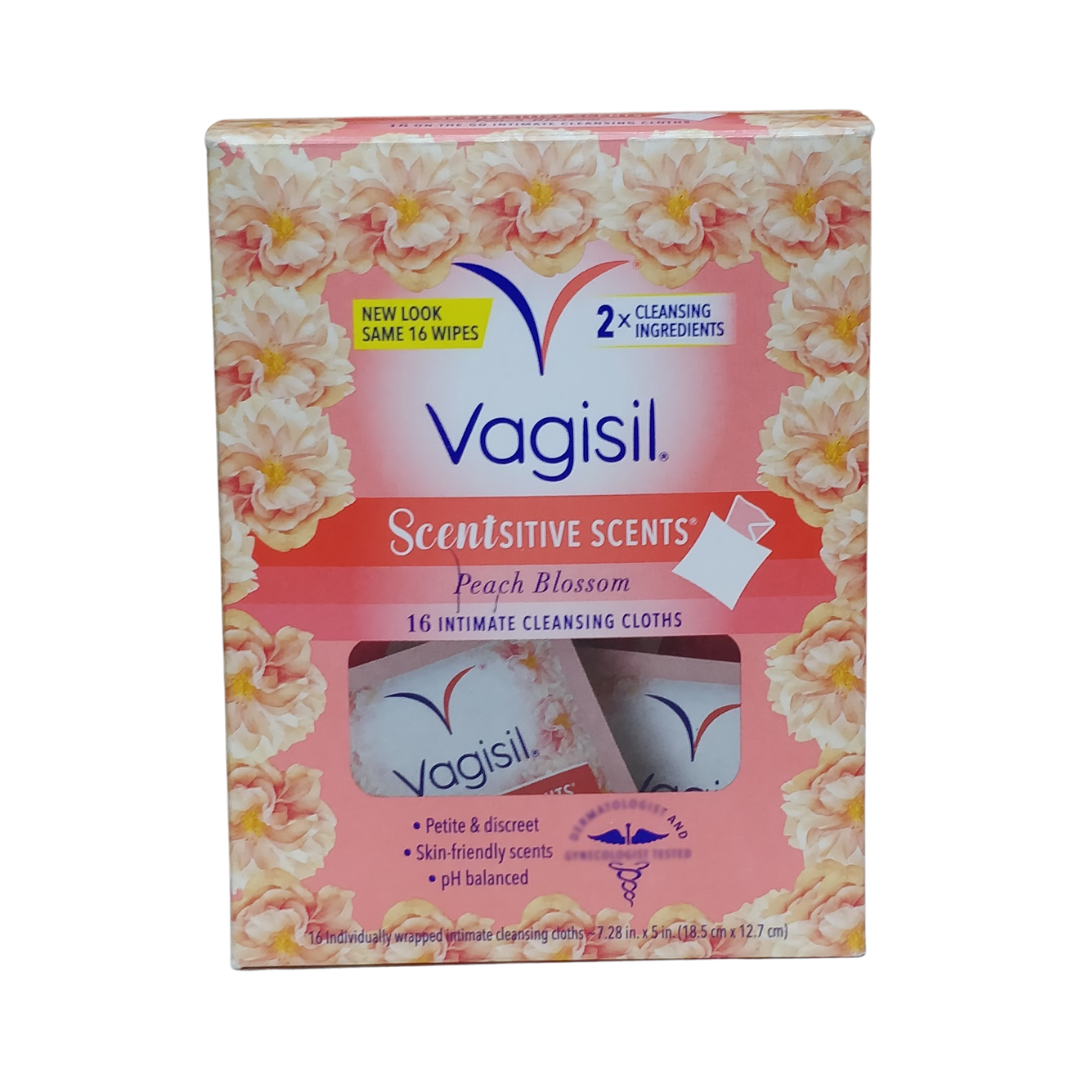 Vagisil Scentsitive Scents Peach Blossom, 16 Wipes