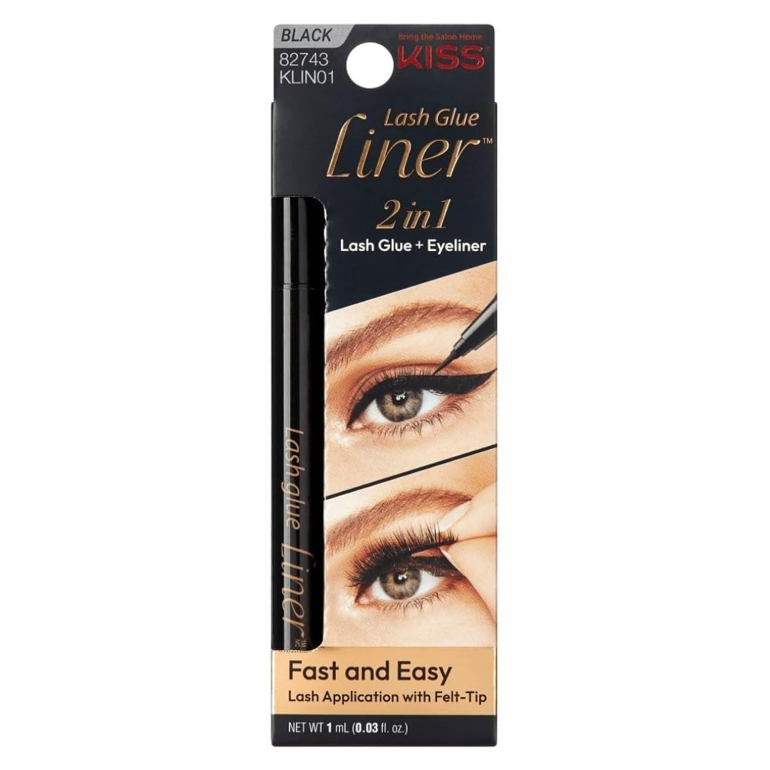 Kiss Lash Glue and Eyeliner In One Matte Finish Foolproof 0.02 Fl Oz (0.7ml)