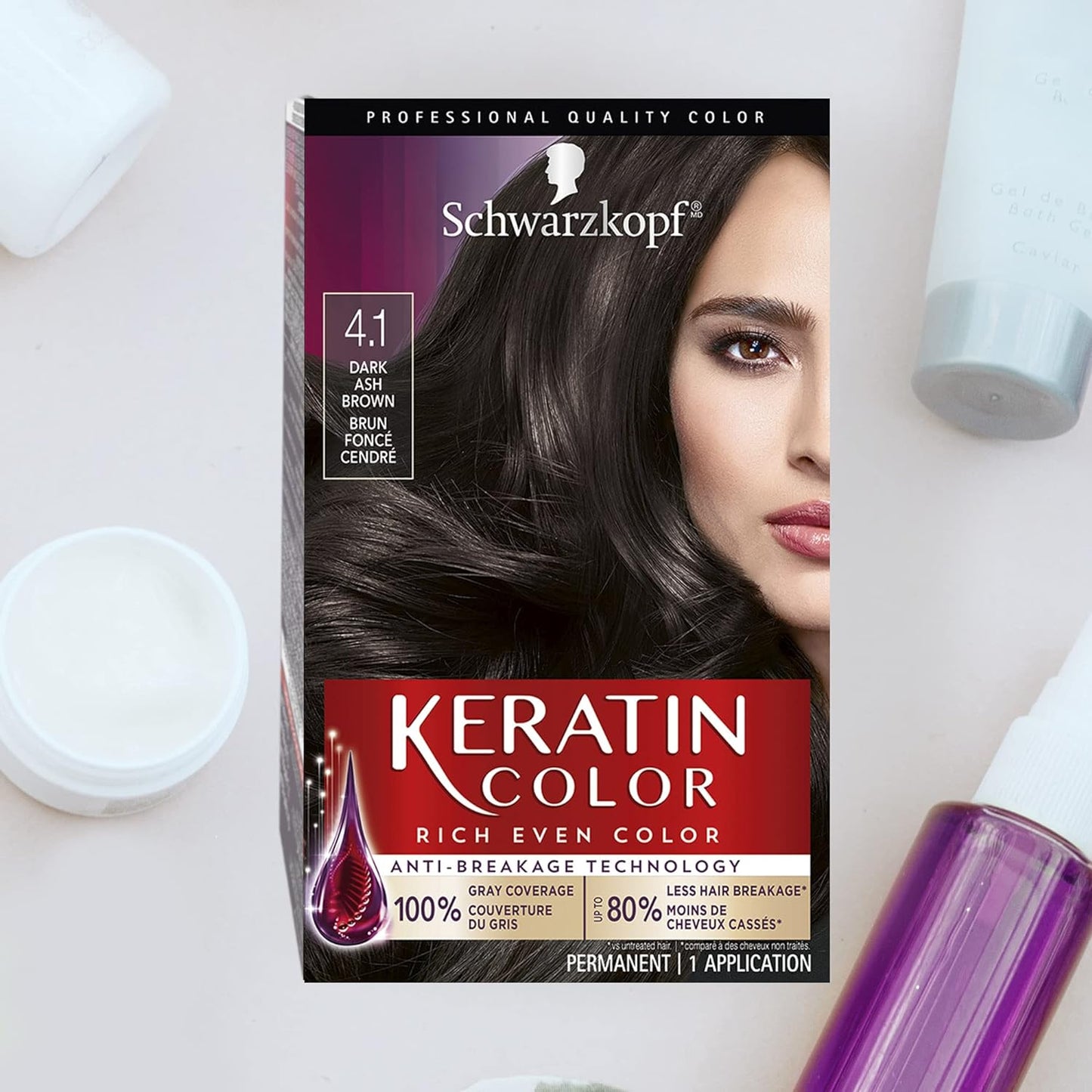 Schwarzkopf Keratin Color Permanent 1 Application (4.1 Dark Ash Brown)