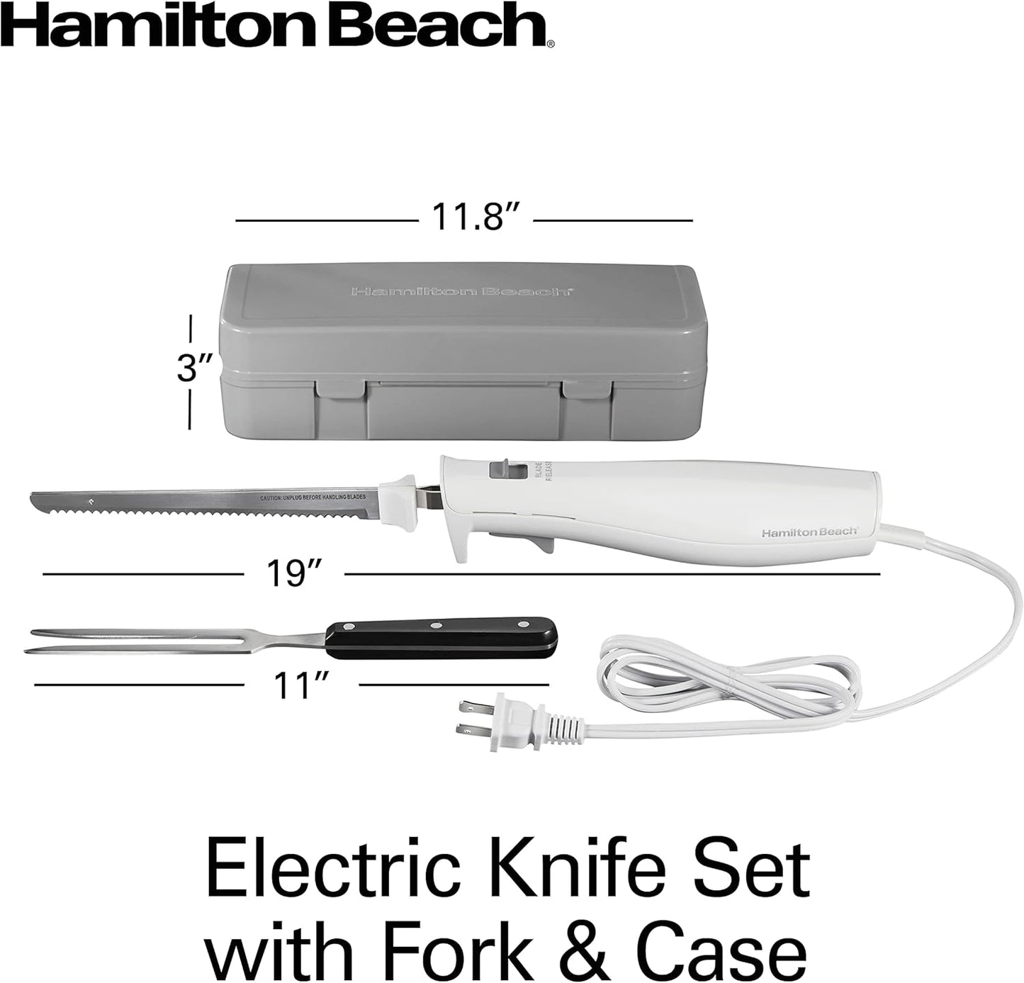 Hamilton Beach Electric Kitchen Knife with Fork & Case Set