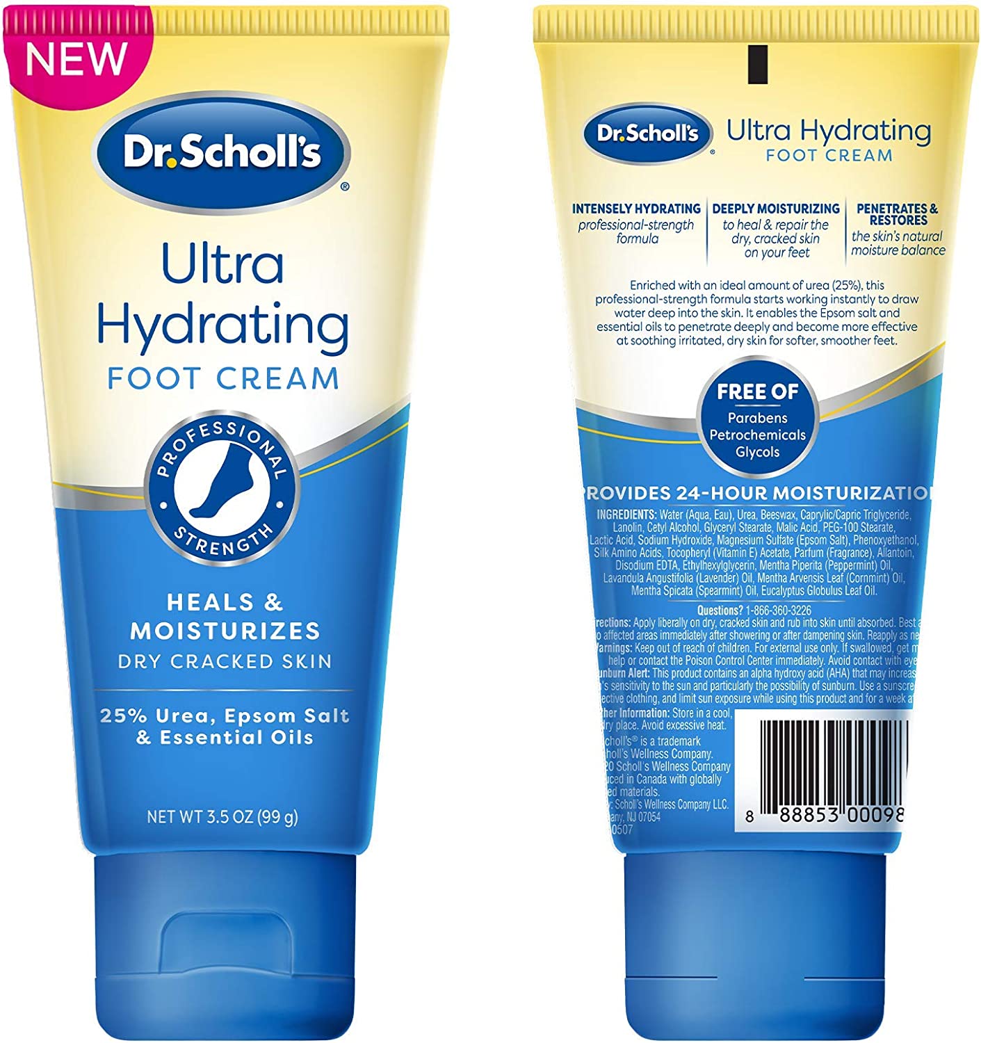 Dr. Scholl's Ultra Hydrating Foot Cream Heals & Moisturizes Dry Cracked Skin - 99g