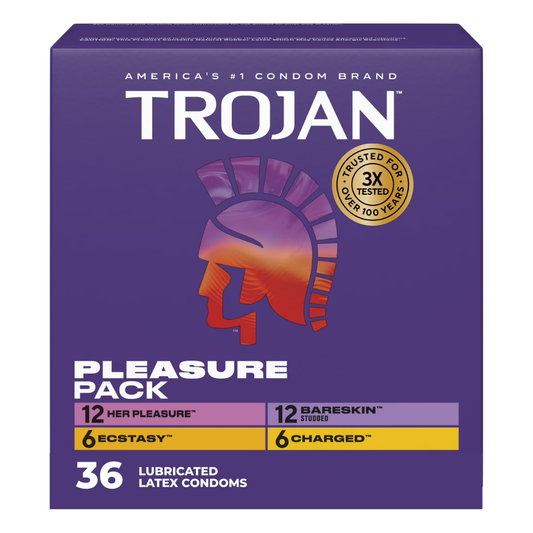 Trojan Condom Pleasure Pack 36 Lubricated Latex Condom