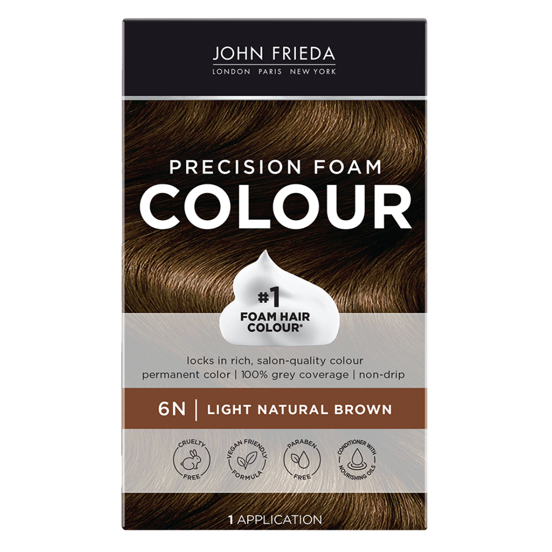 John Frieda Brilliant Brunette Precision Foam Hair Colour 6N Light Natural Brown, 1 Application