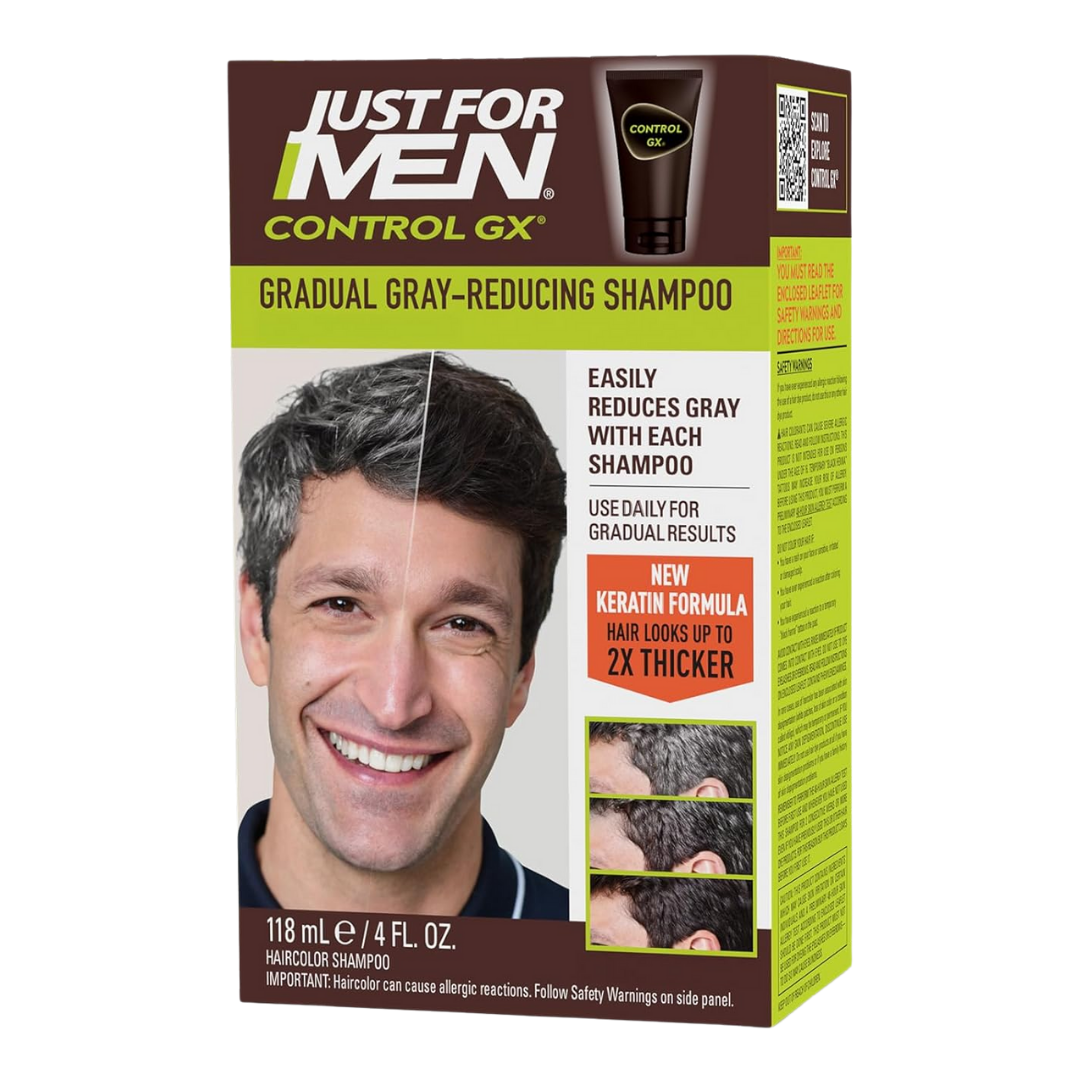 Just For Men Control GX Grey Reducing Shampoo, Gradually Colors Hair, 4 oz