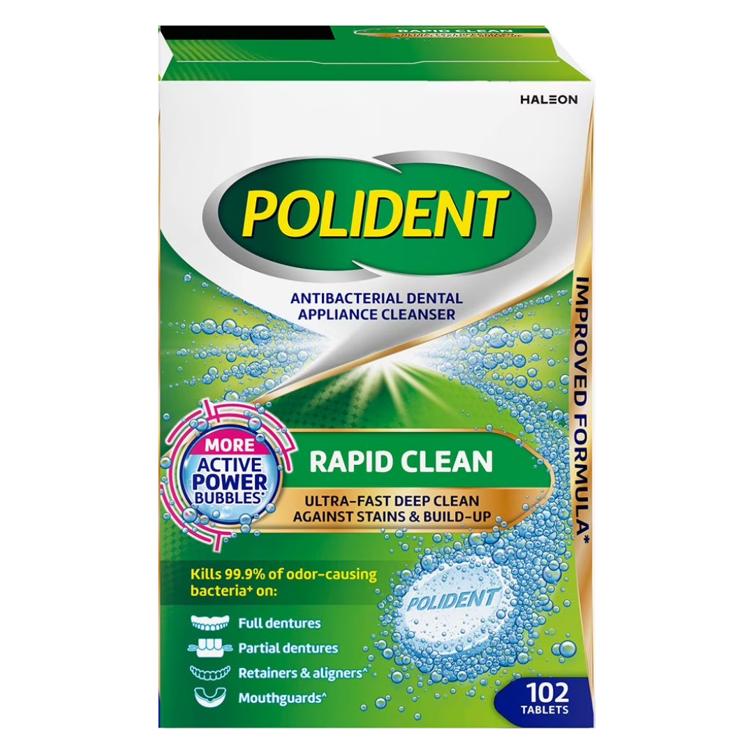 Polident Rapid Clean Dental Cleanser Tablets 102 Tablets