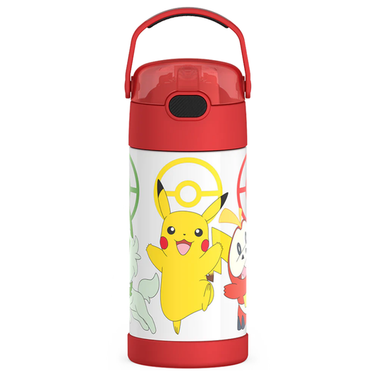 THERMOS FUNTAINER Kids Stainless Steel Water Bottle with Straw, Pokémon, 12 oz (PACKAGING MAY VARY)