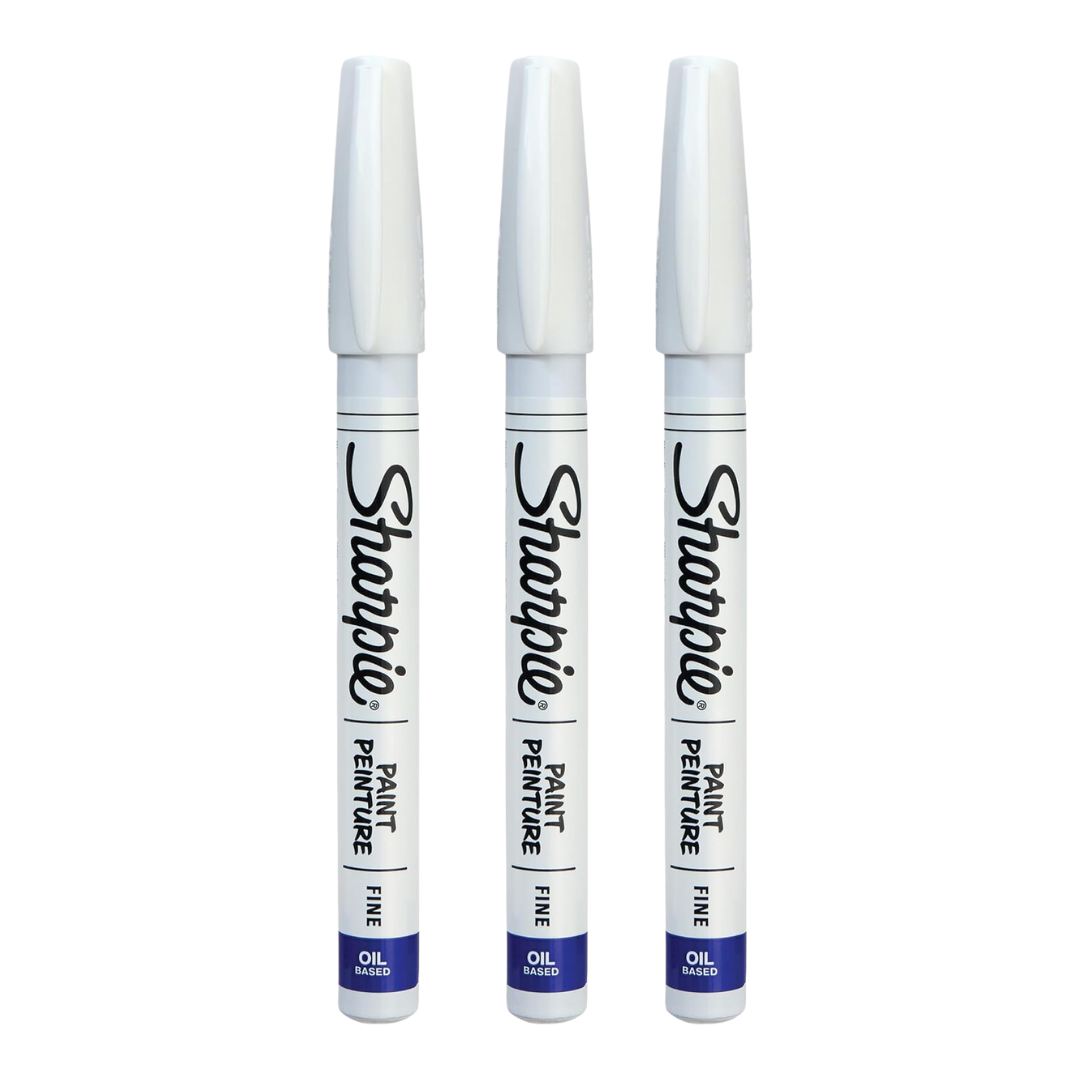 Sharpie Oil-Based Paint Marker, Fine Point, White Ink, Pack of 3