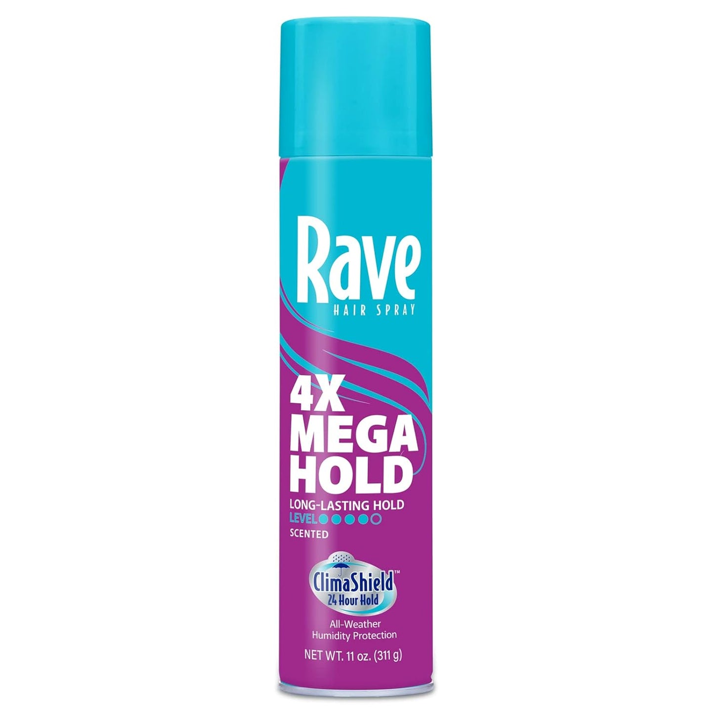 Rave 4X Mega Long - Lasting Firm Hold Scented Hair Spray ClimaShield, 311 g / 11 oz
