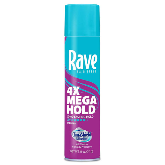 Rave 4X Mega Long - Lasting Firm Hold Scented Hair Spray ClimaShield, 311 g / 11 oz