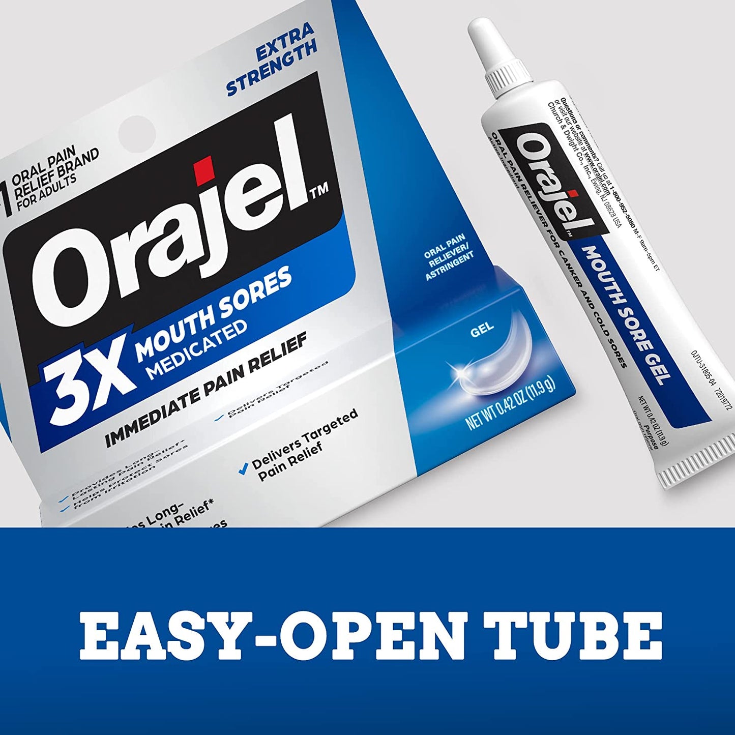 Orajel Extra Strength 3x Medicated For All Mouth Sores Gel 0.42 oz PACKAGING MAY VARY