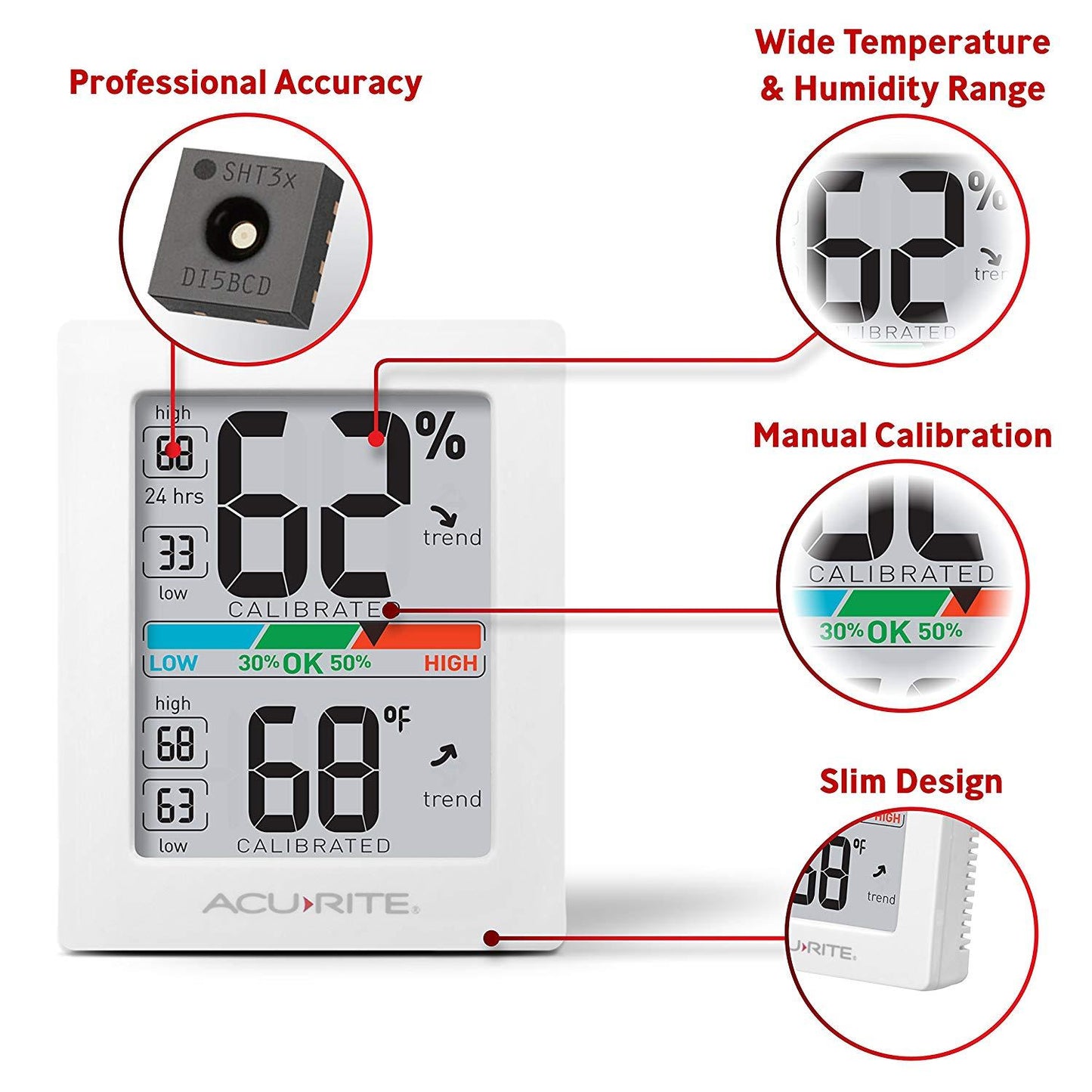 AcuRite 01083 Pro Accuracy Indoor Temperature and Humidity Monitor