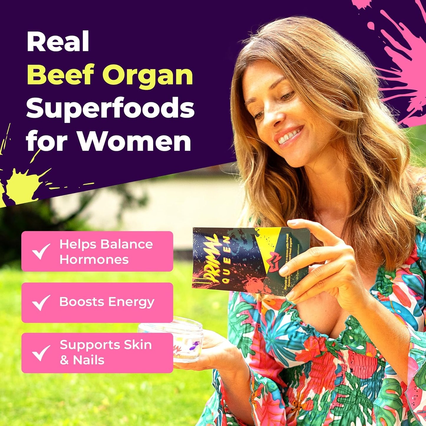 Primal Queen Grass Fed & Pasture Raised Beef Organs Dietary Supplement, 60 Capsules