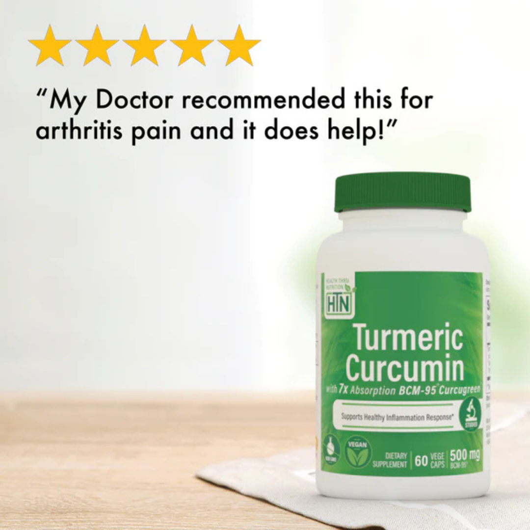 Health Thru Nutrition Turmeric Curcumin With 7x Absorption BCM-95 Curcugreen 500mg Supplement 30 Vegecaps