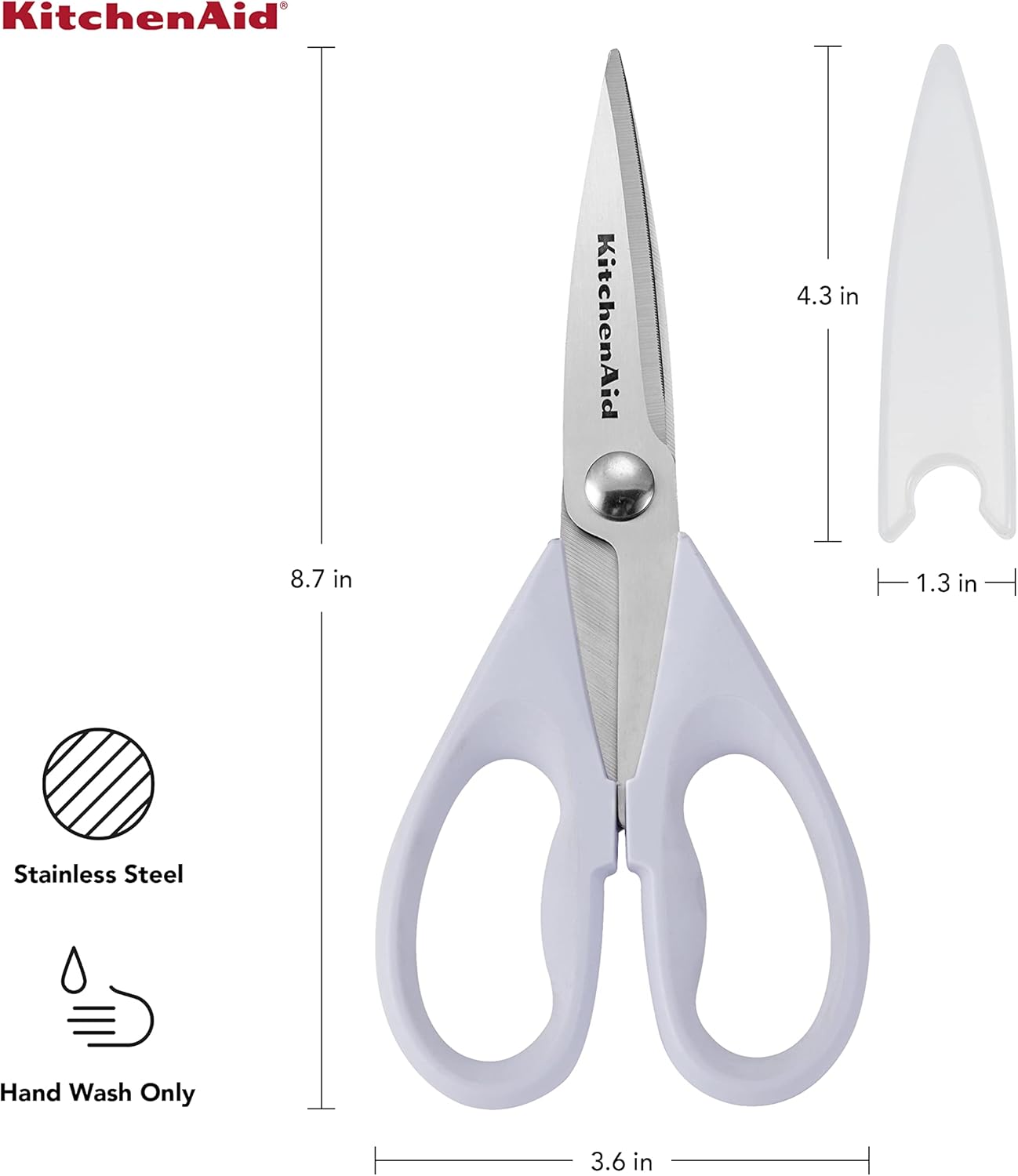 KitchenAid All Purpose Kitchen Shears Durable Stainless Steel Scissors Lavendar Cream Color, ( 8.72 Inches )