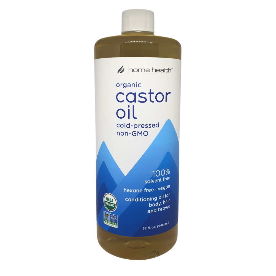 Home Health Organic Castor Oil Cold-Pressed Non-GMO Conditioning Oil For Body, Hair and Brows (1 Count)