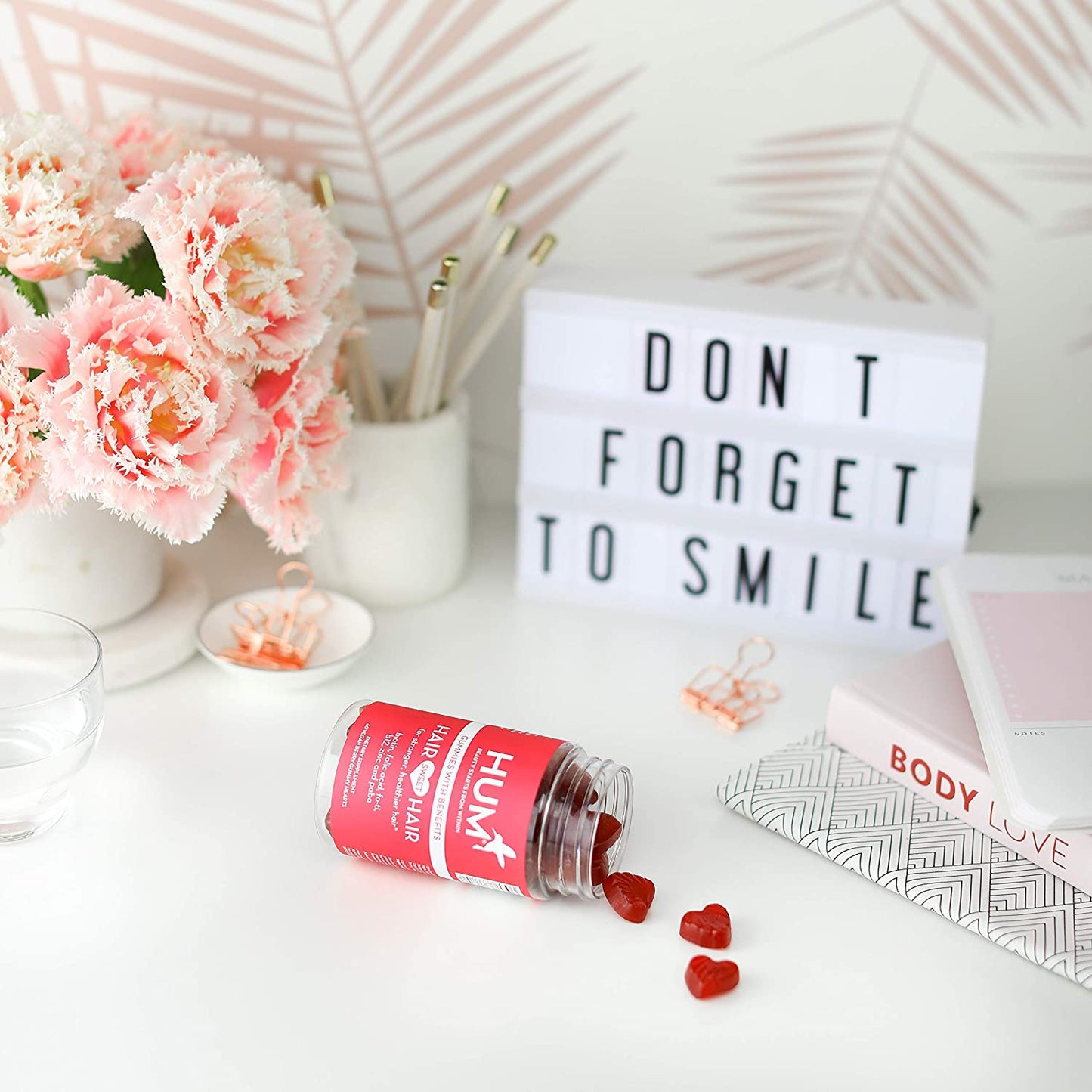 HUM Hair Sweet Hair Gummies Hair Growth Vitamins with 5000mcg Vegan Biotin, B Vitamins, Fo-Ti & Zinc, 60 Count