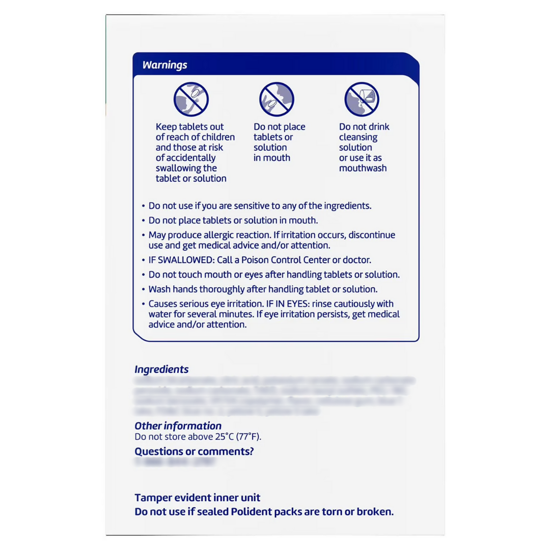 Polident Rapid Clean Dental Cleanser Tablets 102 Tablets