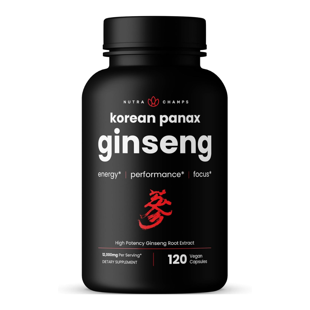 NutraChamps Korean Red Panax Ginseng 12,000mg, 120 Vegetarian Capsules