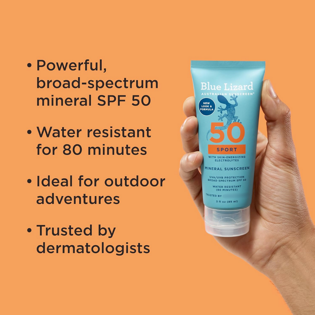 Blue Lizard Australian Mineral Sport Sunscreen SPF 50, 3 oz / 89 ml