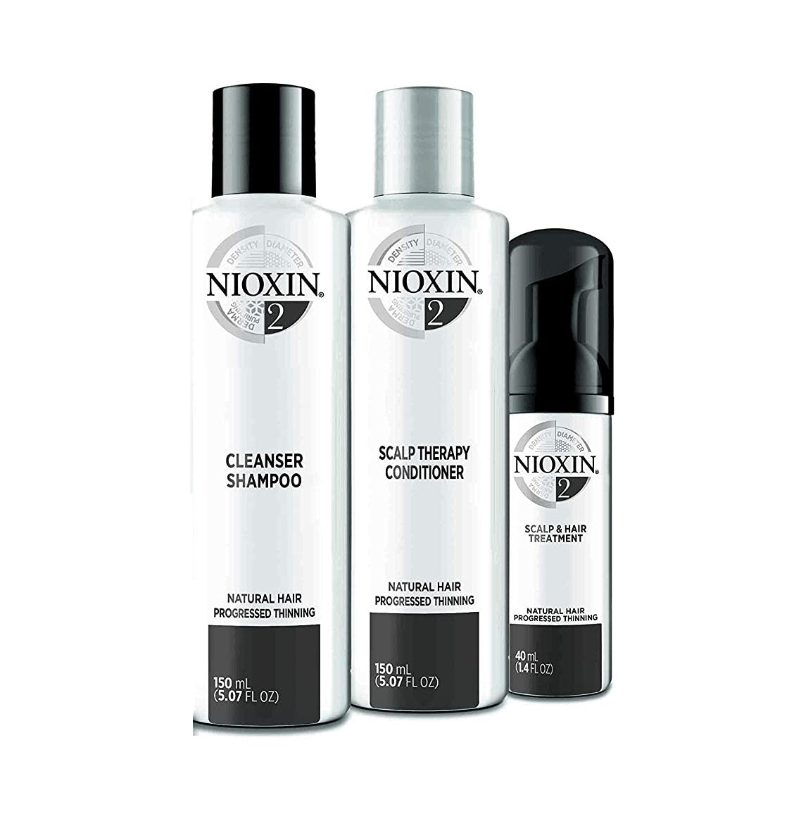 Nioxin System 2 Hair Care Kit for Natural Hair with Progressed Thinning 3 Steps (Packaging May Vary)
