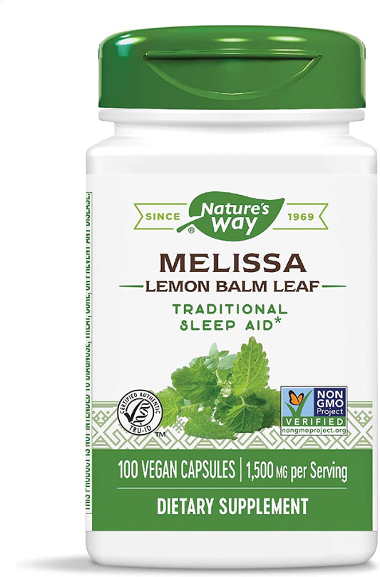 Nature's Way Melissa Lemon Balm Leaf Traditional Sleep Aid, 1500mg Per Serving, 100 Vegan Capsules