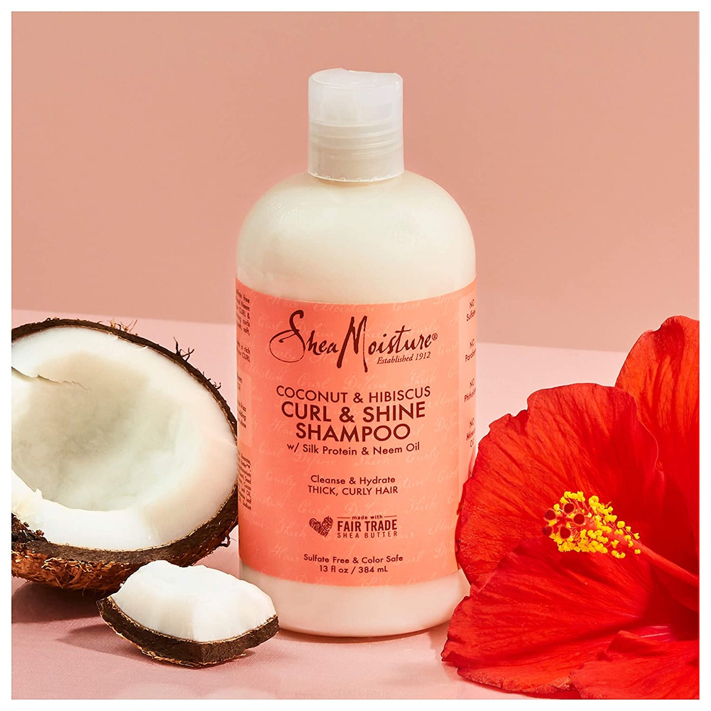 SheaMoisture Coconut & Hibiscus Curl & Shine Shampoo with Silk Protein & Neem Oil, 13 fl.oz / 384ml