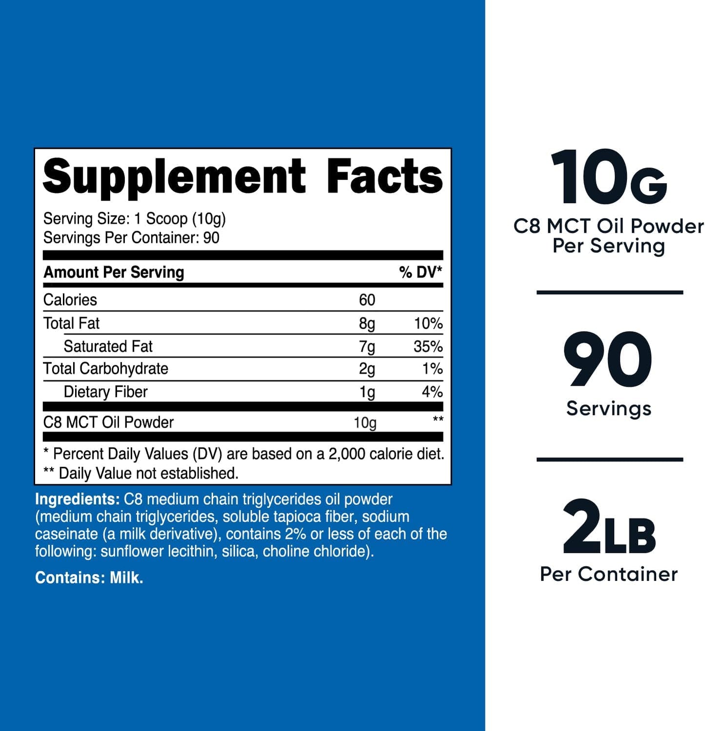 Nutricost C8 MCT Oil Powder Supplement (Unflavored) 32.4 oz / 907g