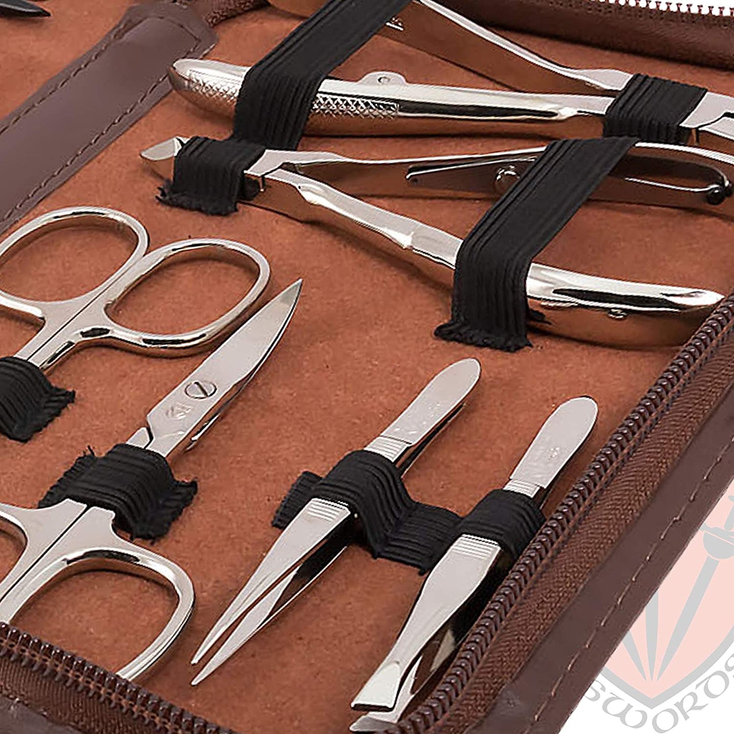 3 Swords Germany Brand Quality 16 Piece Manicure Pedicure Grooming Kit Set Leather Case in Gift Box