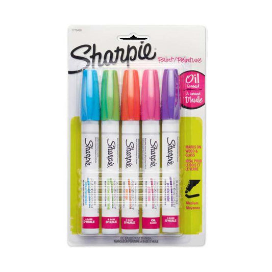 Sharpie Oil-Based Paint Markers, Medium Point #1770459 Assorted Colors, Set of 5