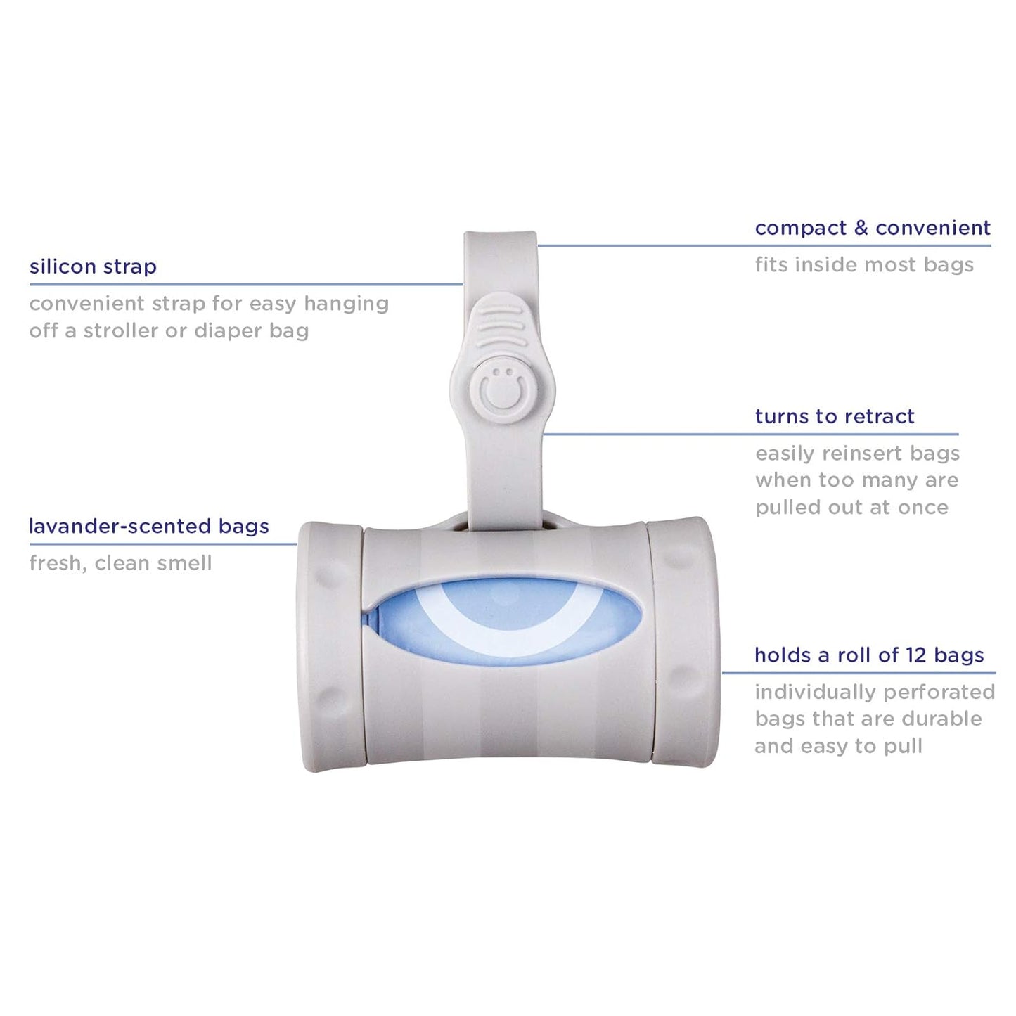 Ubbi On The Go Gray Bag Dispenser and Waste Disposal Bags Refill (Lavender Scented)