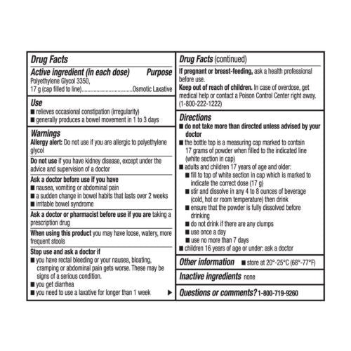 Member's Mark ClearLAX Polyethylene Glycol 3350 Powder for Solution 17.9 Oz