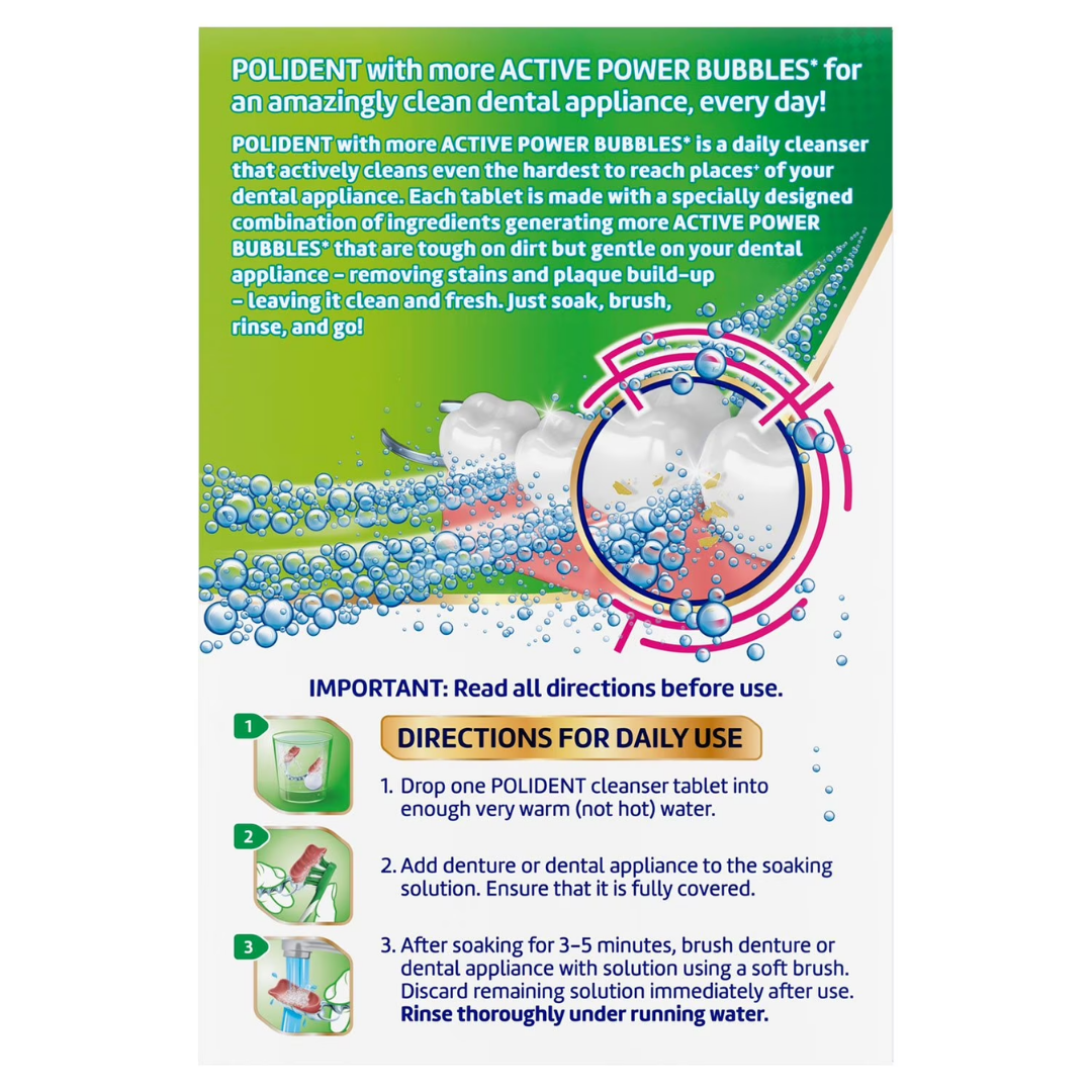 Polident Rapid Clean Dental Cleanser Tablets 102 Tablets