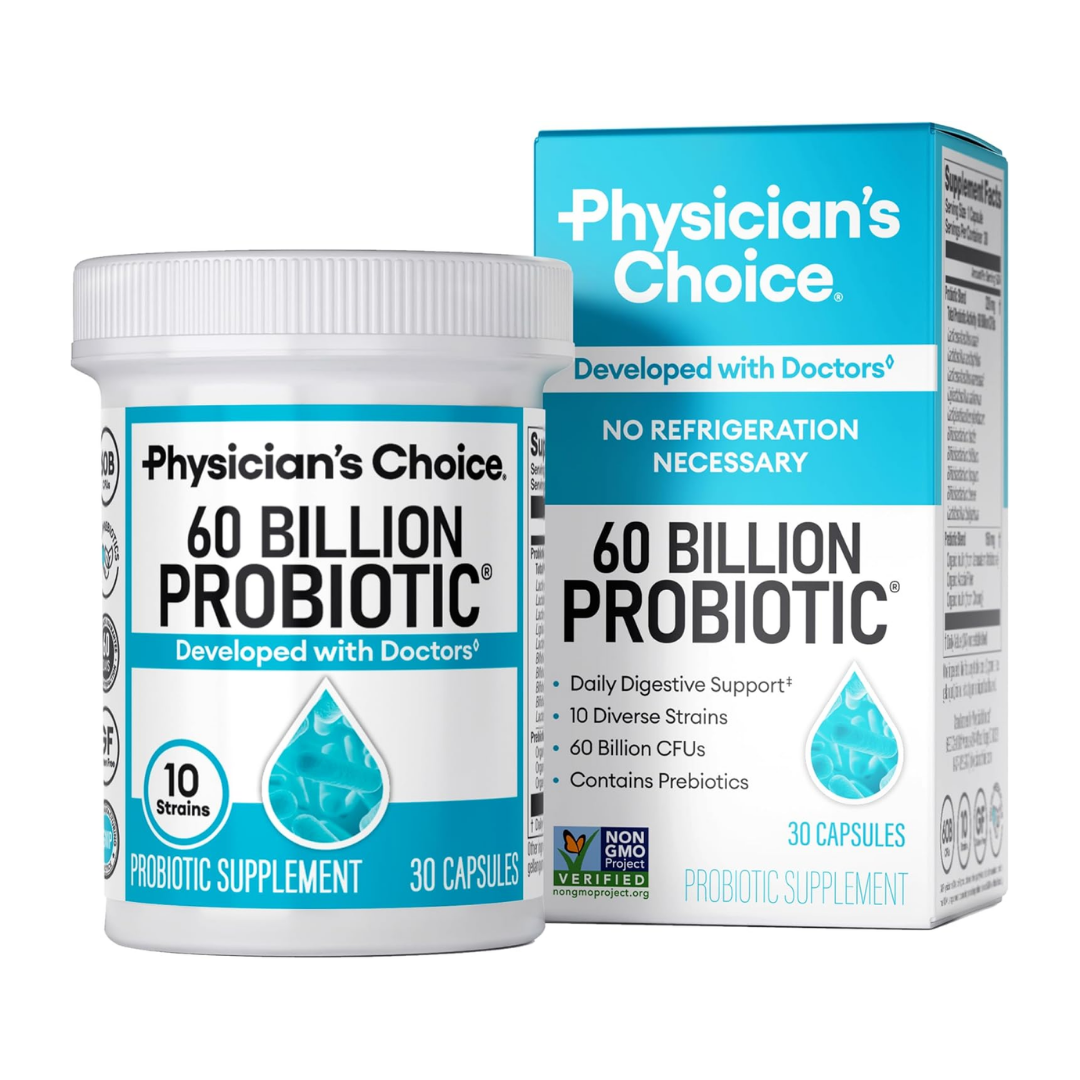 Physician's Choice Dr. Formulated Probiotics 60 Billion CFU for Women, Men and Adults, Natural 30 Capsules