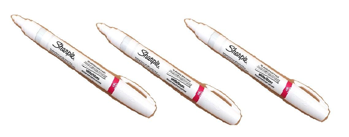 Sharpie Oil-Based Paint Marker, Fine Point, White Ink, Pack of 3