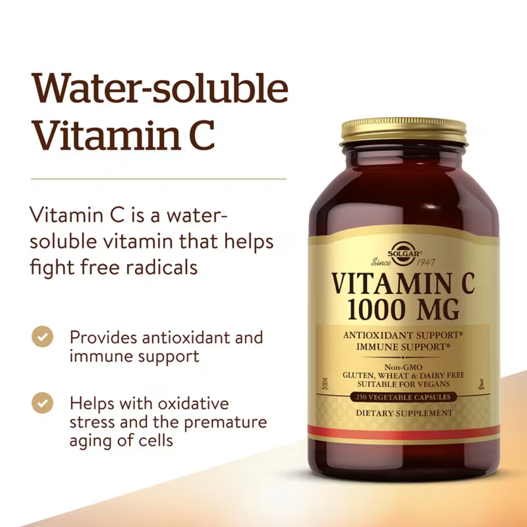 Solgar Vitamin C 1,000 mg Dietary Supplement, 250 Capsules