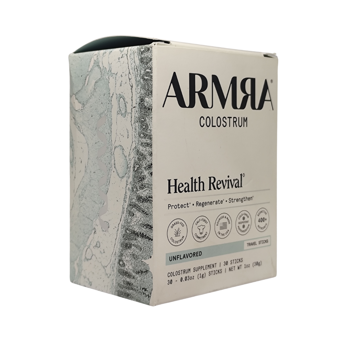 Armra Colostrum Health Revival Powder Supplement, Unflavored, 30 Sticks