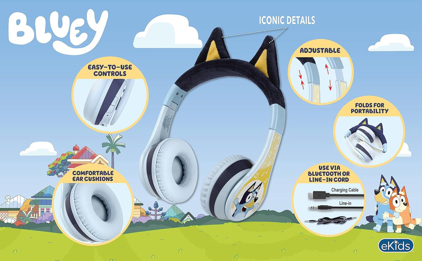 EKids Bluey Bluetooth Wireless Headphones Limited Volume, 1 Piece