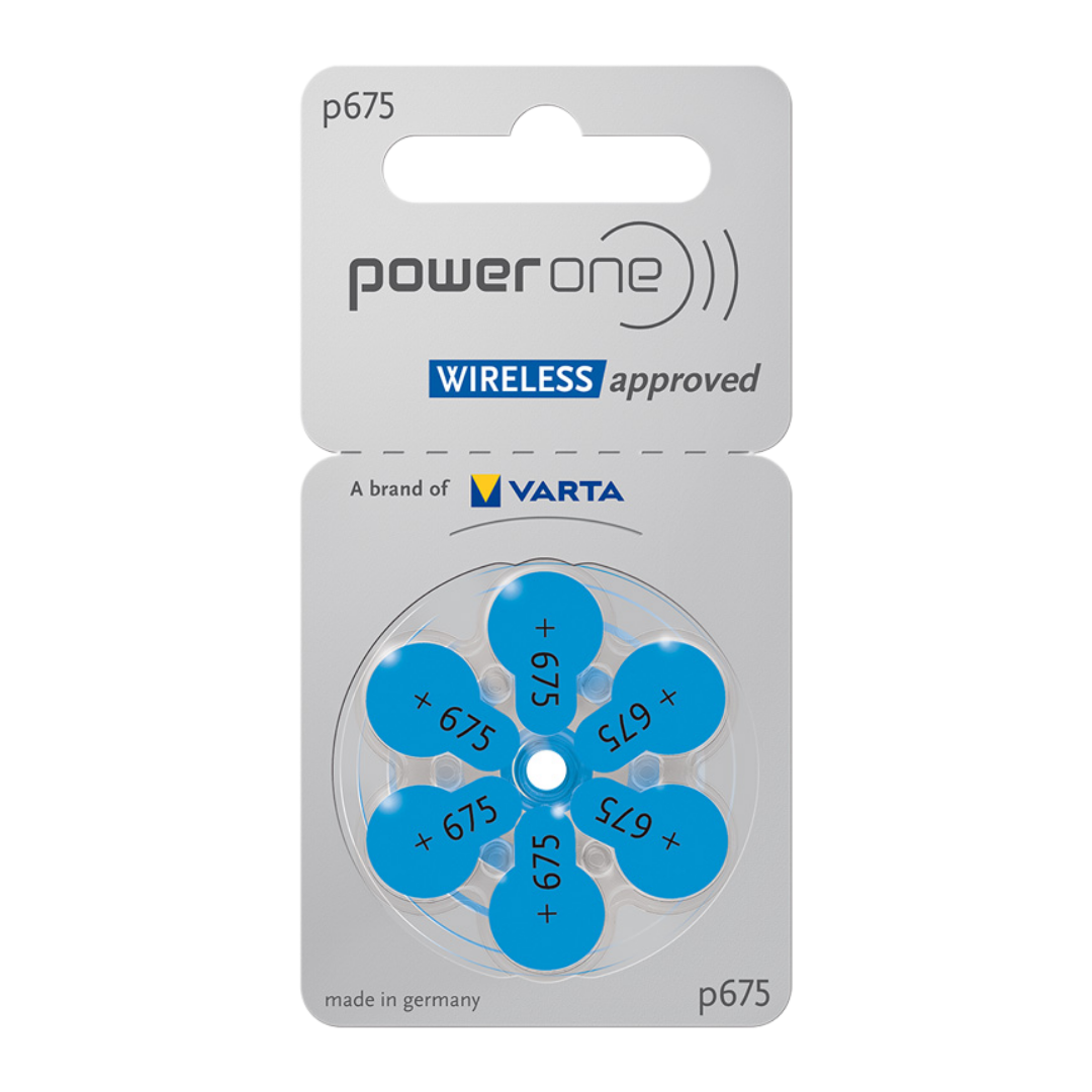 Power One P675 Hearing Aid Batteries by VARTA, 1 Pack (6 Batteries)