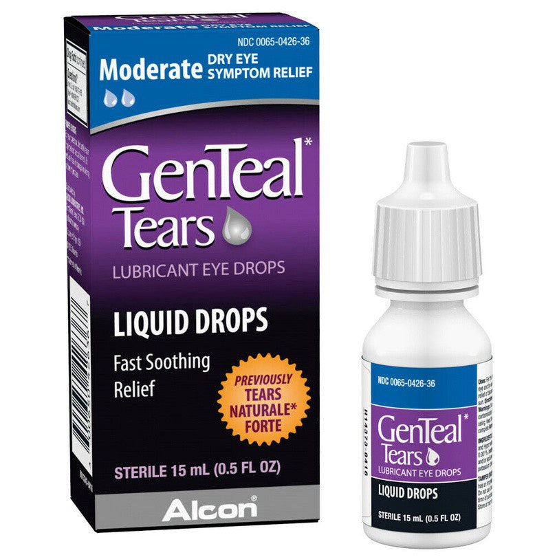 Genteal Tears Lubricant Eye Drops, Moderate Dry Eye Symptom Relief, 15ml, PACKAGING MAY VARY