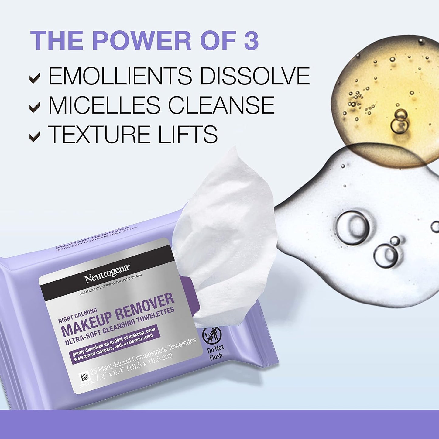 Neutrogena Nigh Calming Makeup Remover Ultra Soft Cleansing Towelettes 25 Counts