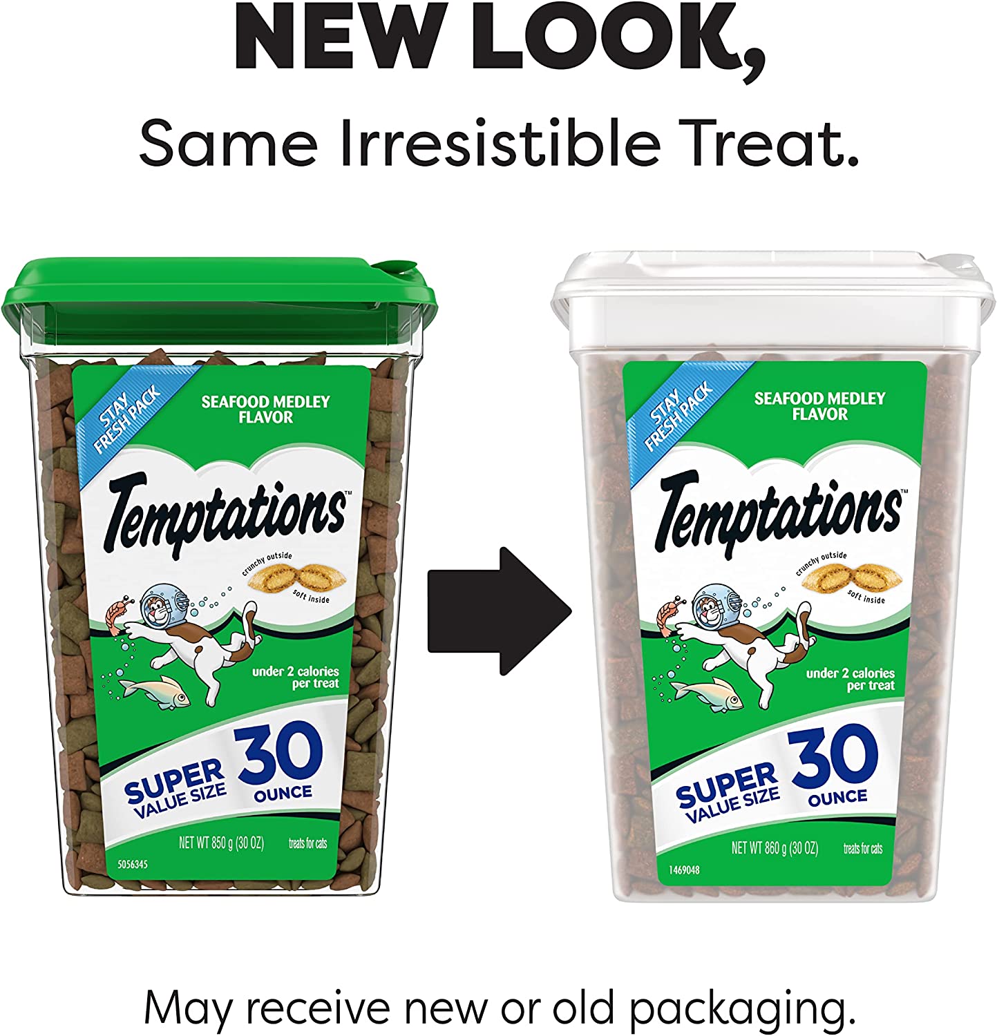 Temptations Crunchy Outside and Soft Inside Treats For Cats Seafood Medley Flavor 30Oz / 850g