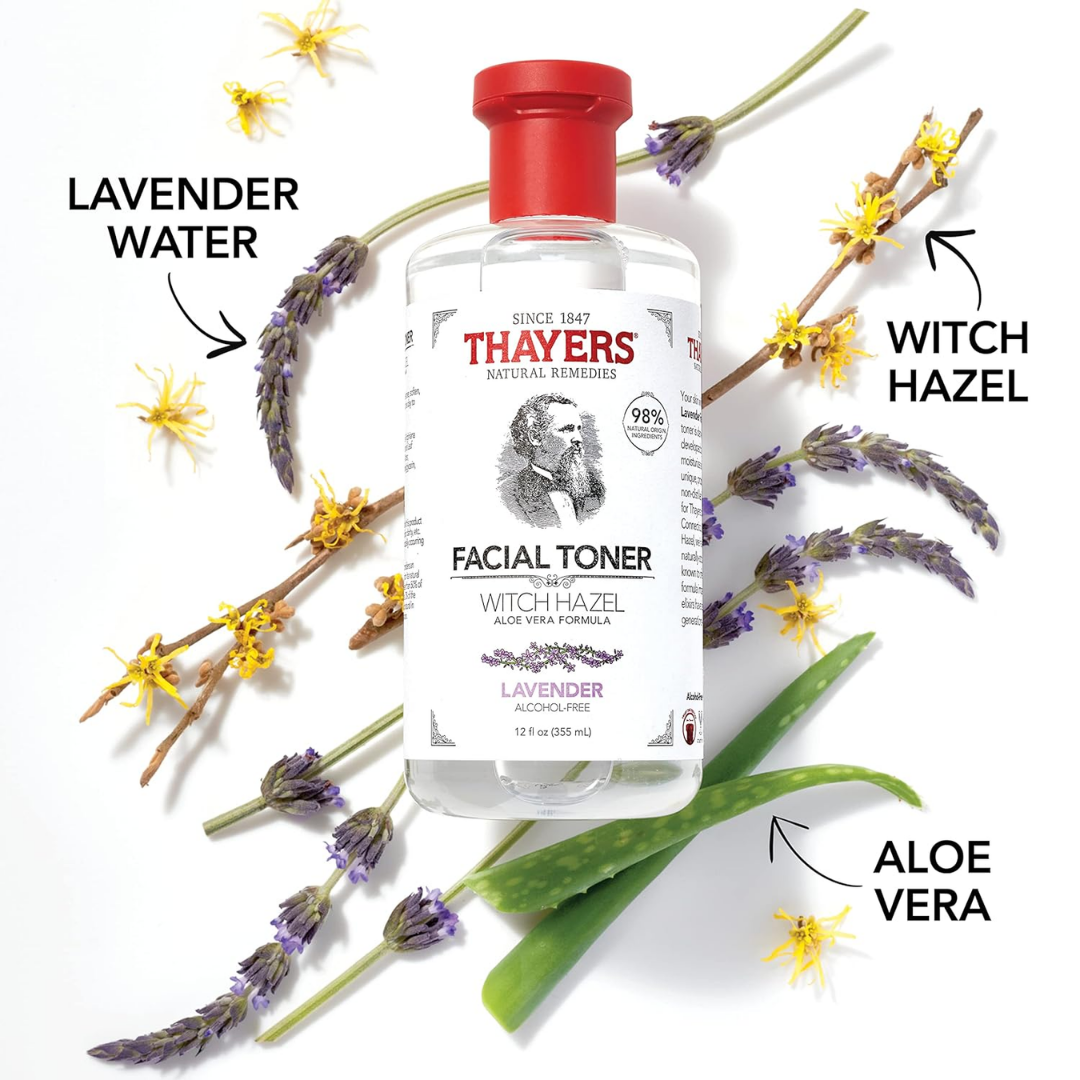 Thayers Witch Hazel Aloe Vera Formula, Alcohol-Free Toner 12 oz (Lavender)