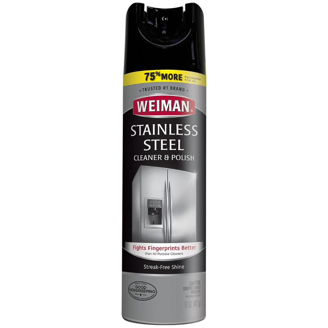 Weiman Stainless Steel Cleaner and Polish Fights Fingerprints, Aerosol, 17 fl oz / 482g